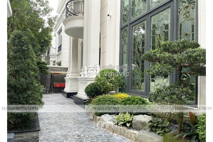 Thi công tiểu cảnh sân vườn biệt thự khu Nguyệt Quế Vinhomes TCSV2002