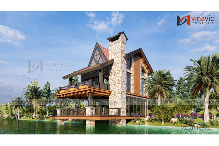 Thiết kế mẫu nhà Bungalow đẹp 2 tầng nghỉ dưỡng (10x11m) BT2327