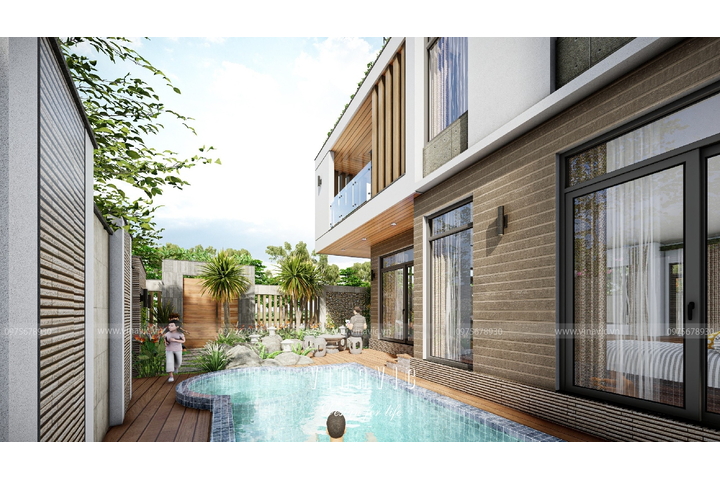 Mẫu thiết kế biệt thự mặt tiền 14m sâu 10m 3 tầng hiện đại BT2332