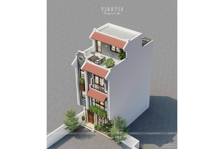 Thiết kế nhà rộng 6m dài 9m phong cách Indochine NP2333