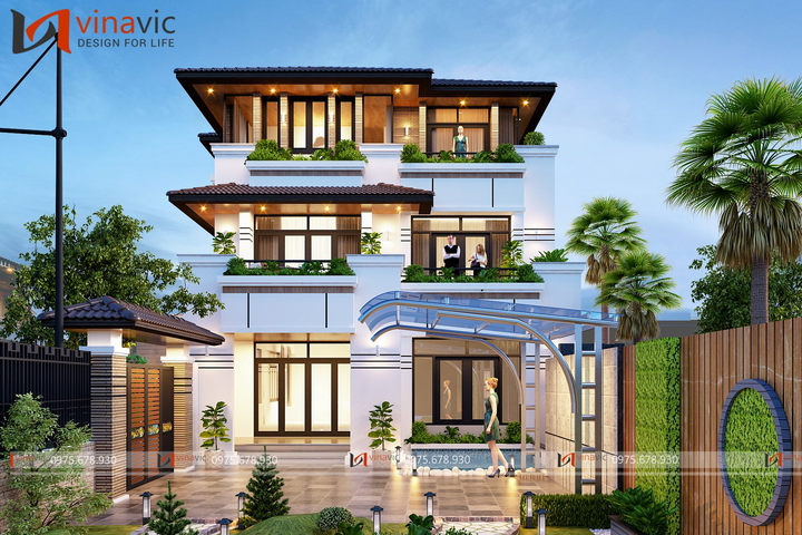 Biệt thự 3 tầng 150m2 (10x15m) trước nhà sân vườn tiểu cảnh đẹp BT2335