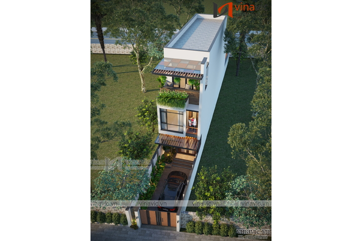 Mẫu nhà phố 4m hiện đại 3 tầng 4 phòng ngủ (4x22m) NP2337