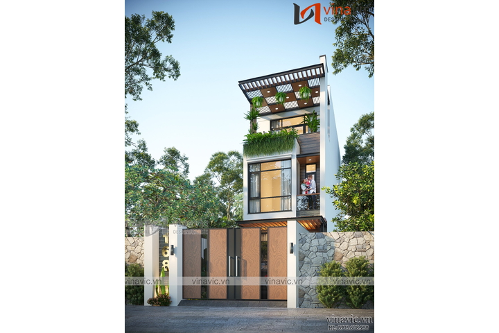Mẫu nhà phố 4m hiện đại 3 tầng 4 phòng ngủ (4x22m) NP2337