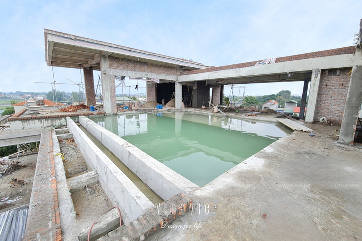Thi công biệt thự 3 tầng hồ bơi hiện đại (CĐT: Mr Thanh - Vĩnh Phúc) TCBT2219