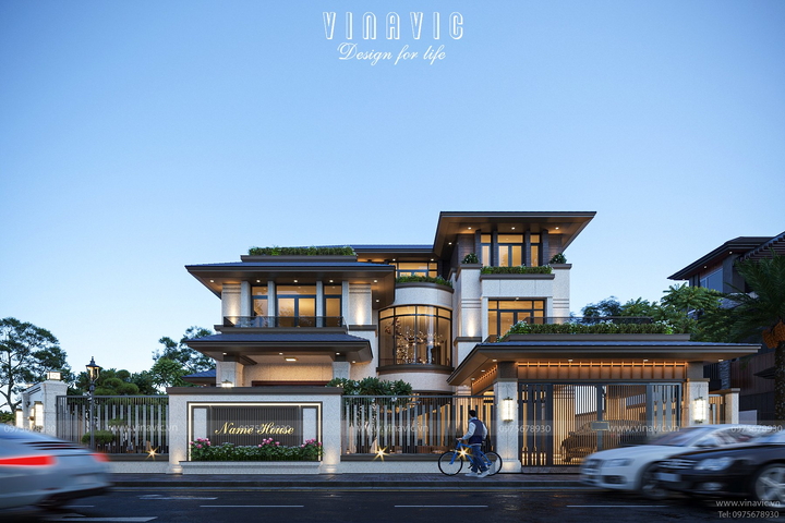 Thiết kế biệt thự sang trọng hiện đại 3 tầng 2 mặt tiền (16x17m) BT2340