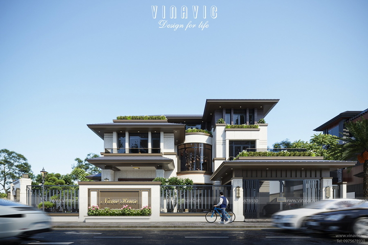 Thiết kế biệt thự sang trọng hiện đại 3 tầng 2 mặt tiền (16x17m) BT2340