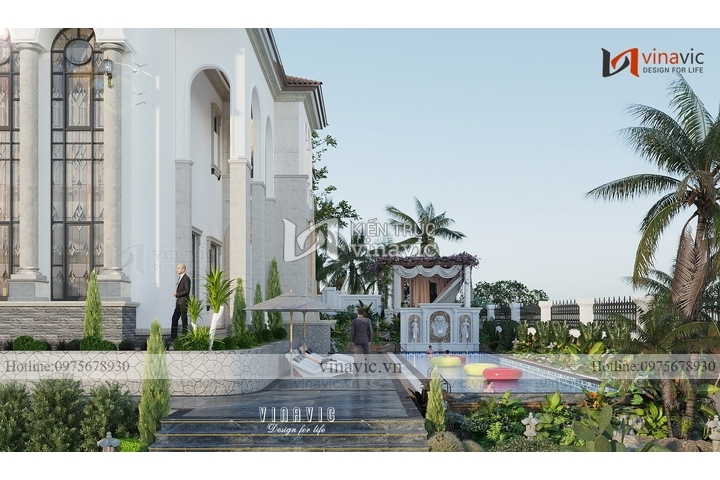 Mẫu thiết kế nhà Địa Trung Hải 2 tầng (25m x 28m) BT2218