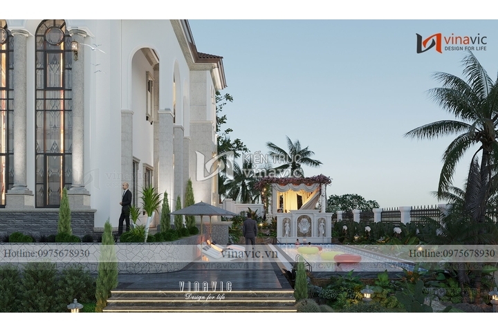 Mẫu thiết kế nhà Địa Trung Hải 2 tầng (25m x 28m) BT2218