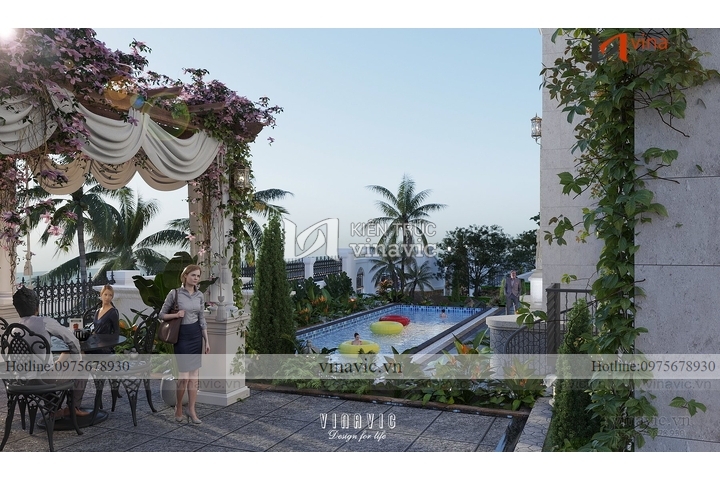 Mẫu thiết kế nhà Địa Trung Hải 2 tầng (25m x 28m) BT2218