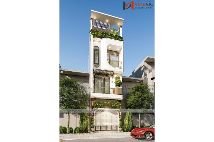 Mẫu nhà 4 tầng mặt tiền 4m sâu 14m có tum sân thượng đẹp NP2342