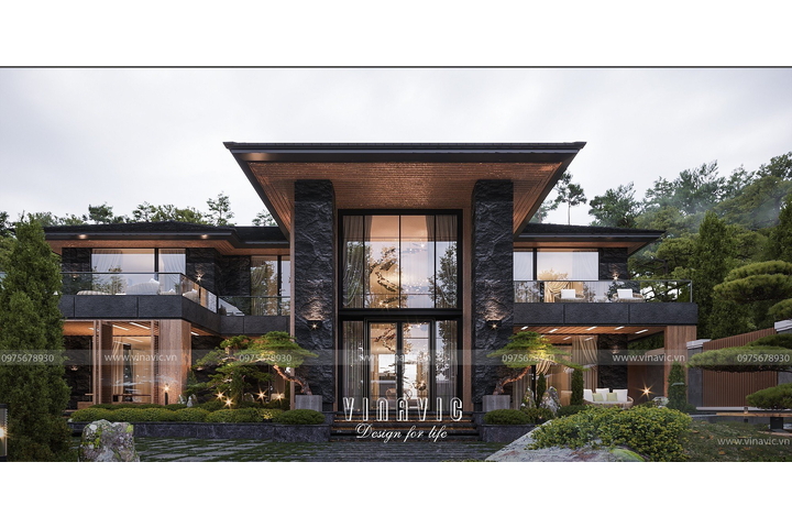 Thiết kế Villa 2 tầng hiện đại 5 phòng ngủ (21x14m) BT2348