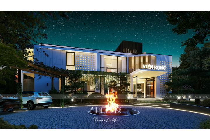 Mẫu thiết kế Villa hiện đại 3 tầng 1 bán hầm (23x11m) BT2347