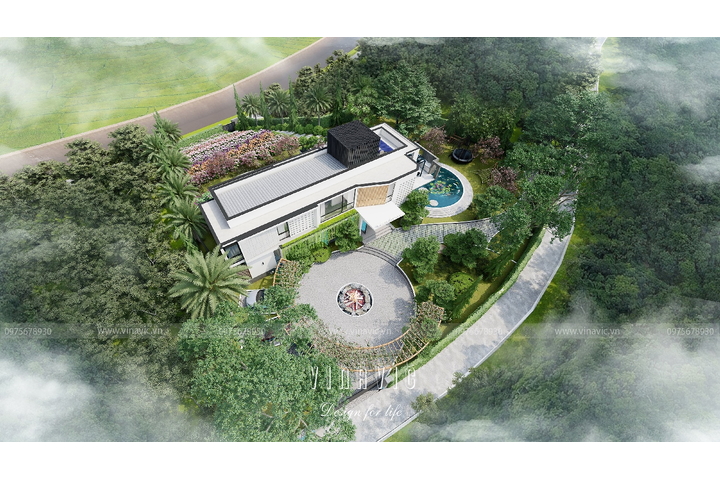 Mẫu thiết kế Villa hiện đại 3 tầng 1 bán hầm (23x11m) BT2347