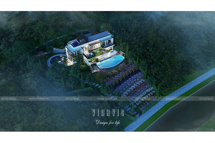 Mẫu thiết kế Villa hiện đại 3 tầng 1 bán hầm (23x11m) BT2347