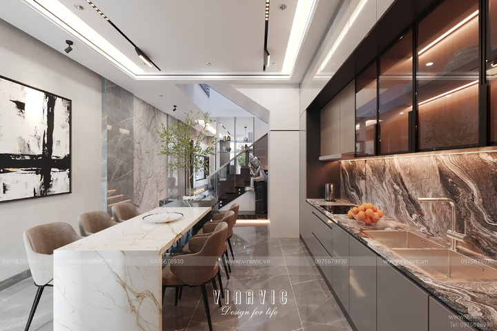 Mẫu nội thất nhà phố mặt tiền 4.5m x 16m (CĐT: Mr Thắng - An Giang) NT2324