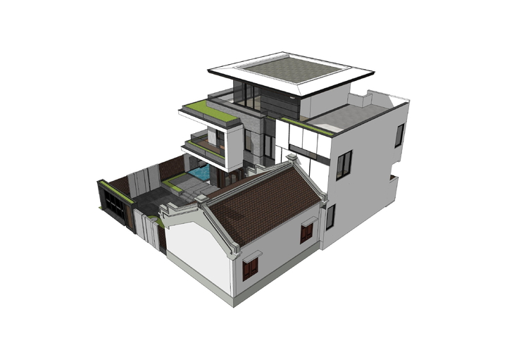 Mẫu biệt thự mặt tiền 13m x 9m thiết kế hiện đại 3 tầng BT2354