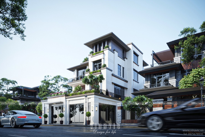 Mẫu thiết kế biệt thự 300m2 4 tầng hiện đại (12x25m) BT2356