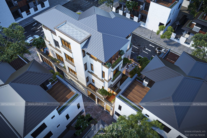 Mẫu thiết kế biệt thự 300m2 4 tầng hiện đại (12x25m) BT2356
