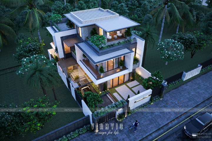 Biệt thự hiện đại 3 tầng 150m2 mặt tiền 11m sâu 14m BT2359