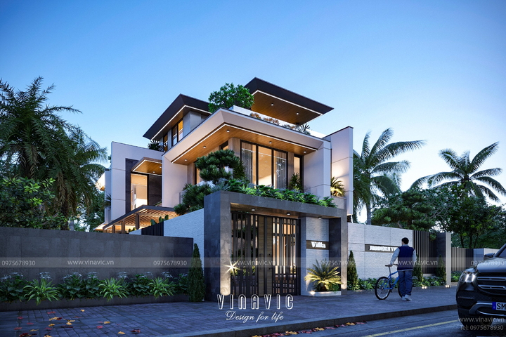 Biệt thự hiện đại 3 tầng 150m2 mặt tiền 11m sâu 14m BT2359