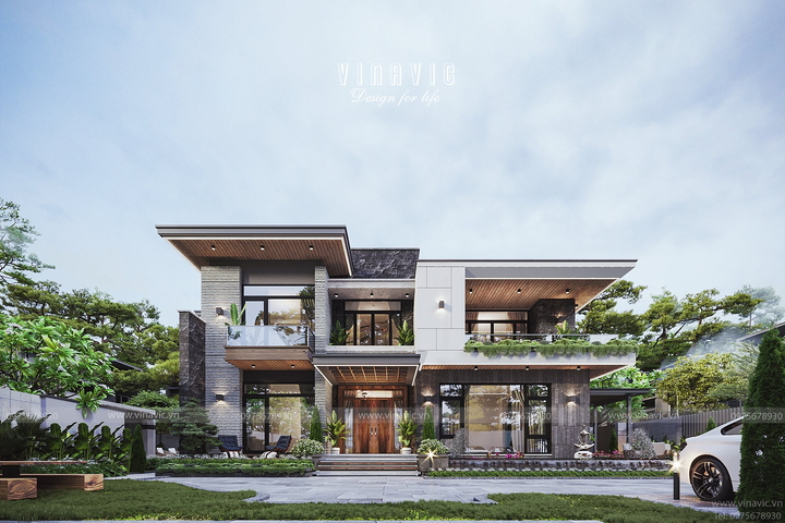 Biệt thự hiện đại 2 tầng 3 phòng ngủ 209m2 (19mx11m) BT2360