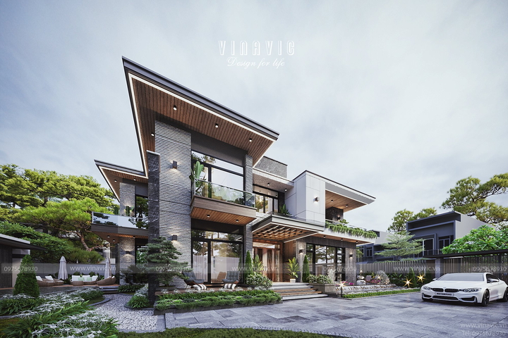 Biệt thự hiện đại 2 tầng 3 phòng ngủ 209m2 (19mx11m) BT2360