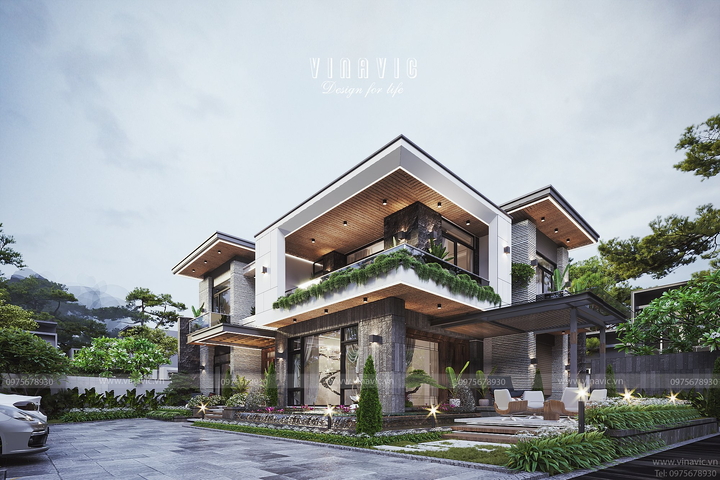 Biệt thự hiện đại 2 tầng 3 phòng ngủ 209m2 (19mx11m) BT2360