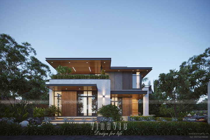 Mẫu biệt thự nhà vườn 2 tầng 4 phòng ngủ 180m2 BT2366