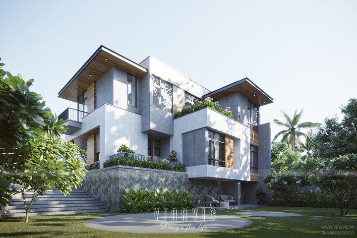 Mẫu biệt thự nhà vườn 2 tầng 4 phòng ngủ 180m2 BT2366