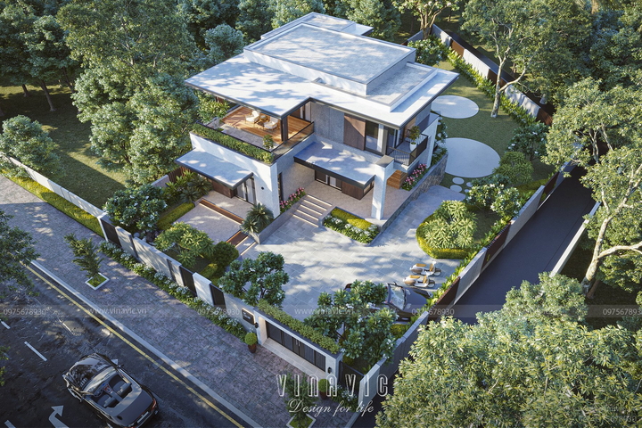 Mẫu biệt thự nhà vườn 2 tầng 4 phòng ngủ 180m2 BT2366