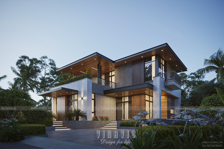 Mẫu biệt thự nhà vườn 2 tầng 4 phòng ngủ 180m2 BT2366