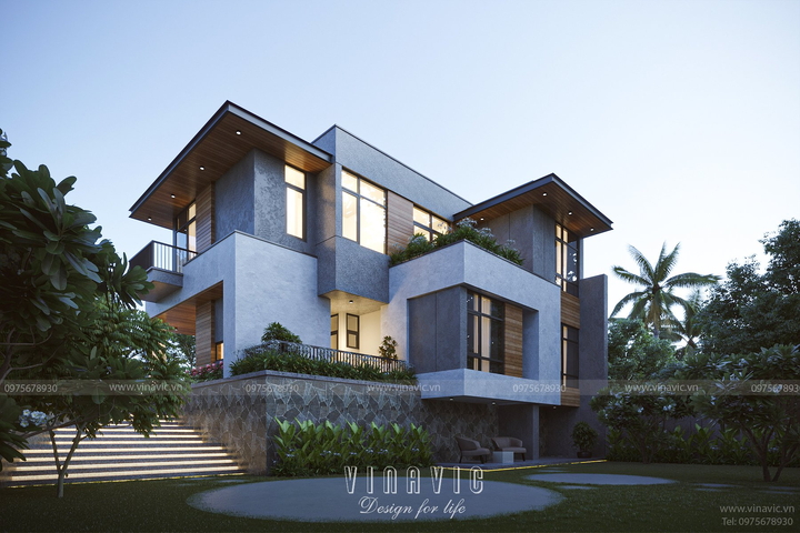 Mẫu biệt thự nhà vườn 2 tầng 4 phòng ngủ 180m2 BT2366