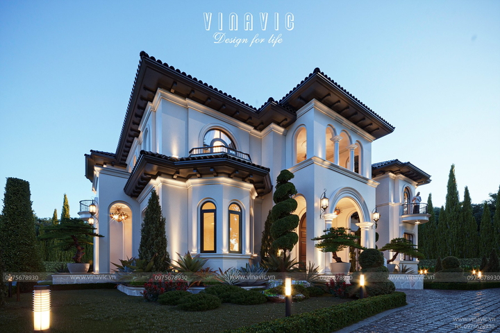Biệt thự kiến trúc địa trung hải 2 tầng (21x15m) 315m2 BT2368