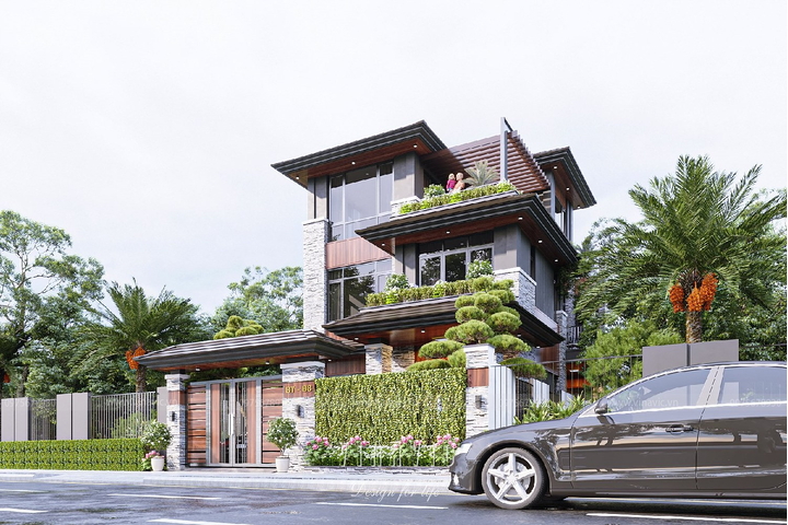 Mẫu biệt thự hiện đại 160m2 (10x16m) 3 tầng mái nhật BT2291