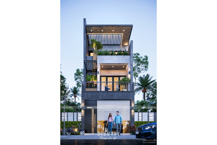 Mẫu nhà phố 3 tầng mặt tiền 5m x 17m 4 phòng ngủ NP2343