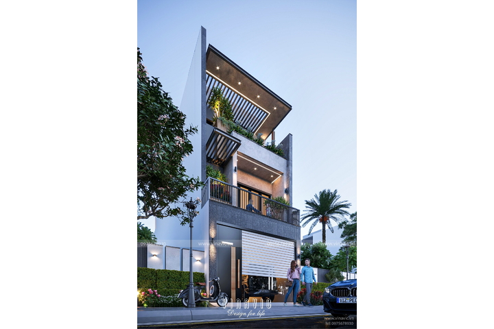 Mẫu nhà phố 3 tầng mặt tiền 5m x 17m 4 phòng ngủ NP2343