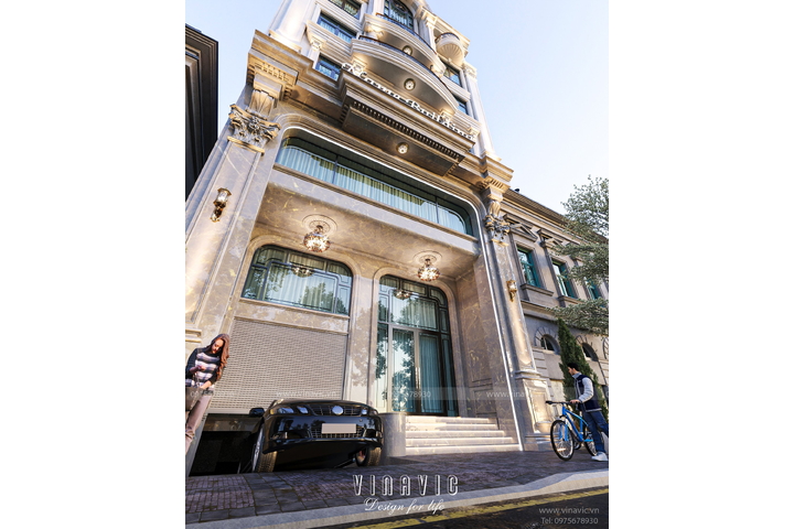 Mẫu thiết kế nhà ở kết hợp kinh doanh 6 tầng Tân Cổ Điển 300m2 BT2370