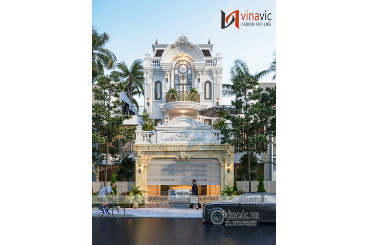 Mẫu nhà mặt tiền 6m 3 tầng tân cổ điển đẹp (6x13m) NP2344