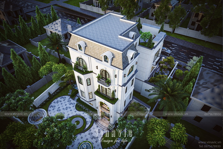 Biệt thự 4 tầng phong cách Neo Classic nhẹ nhàng tinh tế BT2375