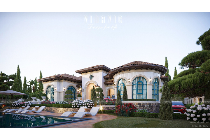 Mẫu thiết kế biệt thự Địa Trung Hải sang trọng phóng khoáng BT2374