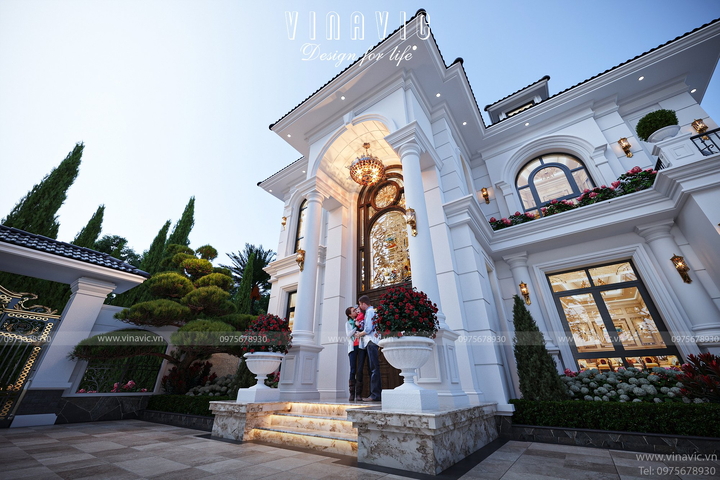 Biệt thự 2 tầng 120m2 mặt tiền 11m phong cách Tân Cổ Điển BT2379