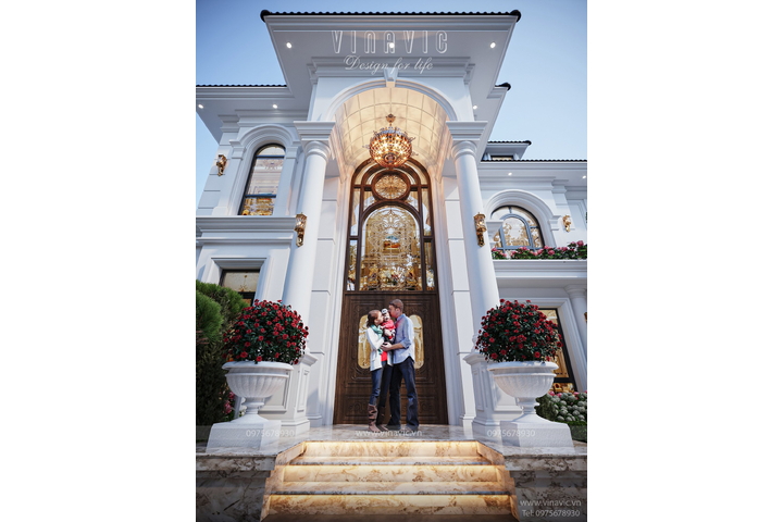 Biệt thự 2 tầng 120m2 mặt tiền 11m phong cách Tân Cổ Điển BT2379