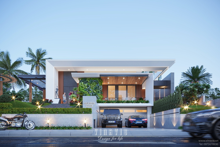 Mẫu biệt thự 1 trệt 1 lầu hiện đại 2 phòng ngủ 220m2 BT2378