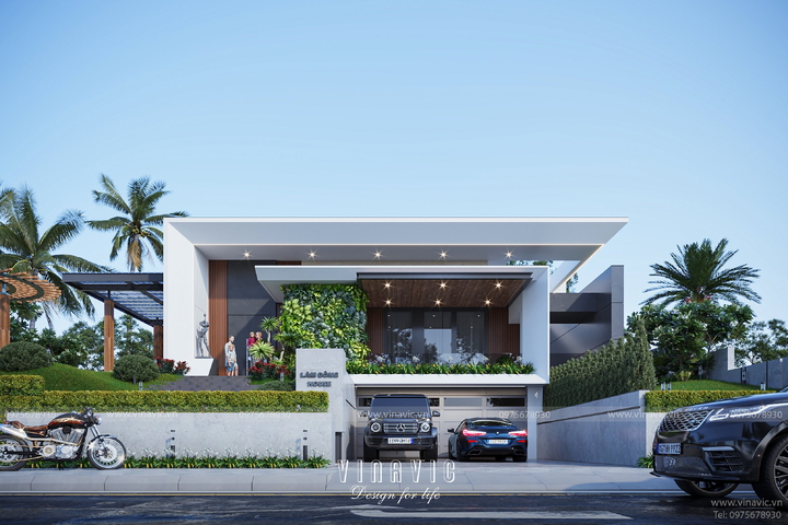 Mẫu biệt thự 1 trệt 1 lầu hiện đại 2 phòng ngủ 220m2 BT2378