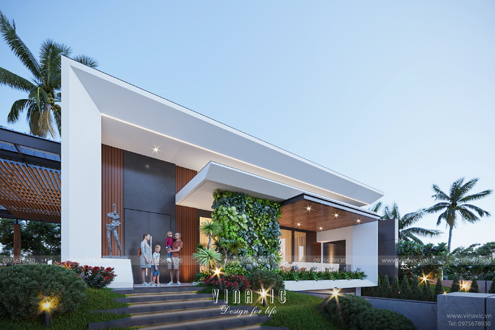 Mẫu biệt thự 1 trệt 1 lầu hiện đại 2 phòng ngủ 220m2 BT2378