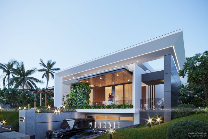 Mẫu biệt thự 1 trệt 1 lầu hiện đại 2 phòng ngủ 220m2 BT2378