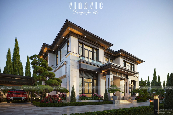 Mẫu biệt thự nhà vườn 2 tầng mái nhật hiện đại 15x10m BT2380