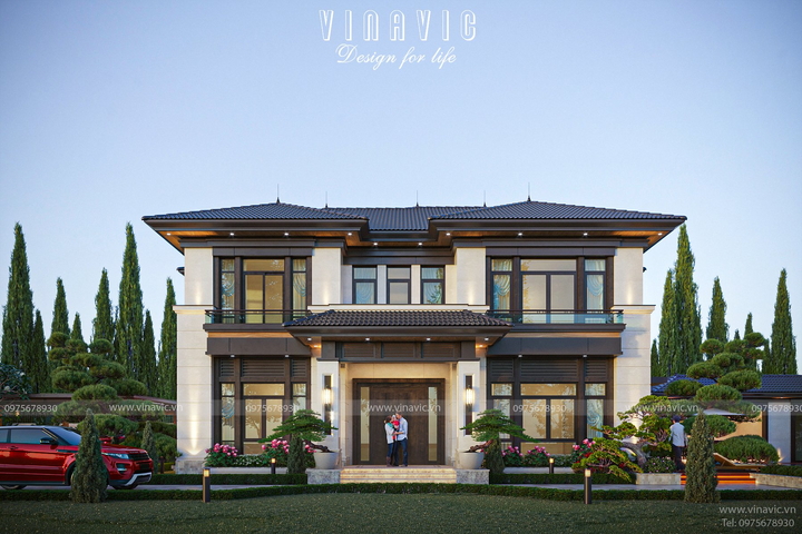 Mẫu biệt thự nhà vườn 2 tầng mái nhật hiện đại 15x10m BT2380