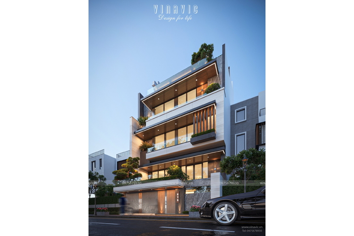 Thiết kế biệt thự 4 tầng 1 trệt hiện đại 242m2 (11m x 22m) BT2381