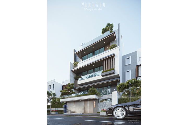 Thiết kế biệt thự 4 tầng 1 trệt hiện đại 242m2 (11m x 22m) BT2381